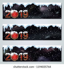 Christmas and New Year 2019 luxury vector banners collection