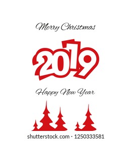 Christmas and New Year 2019 red logo icon vector