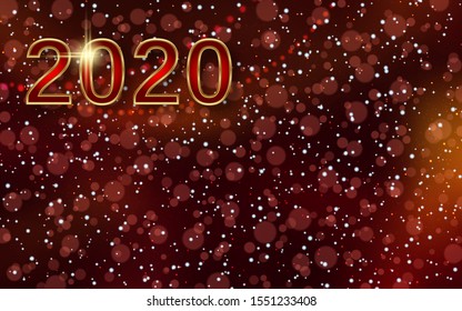 Christmas and New Year 2020 elegant blurred vector background with stars, snowflakes and bokeh effect