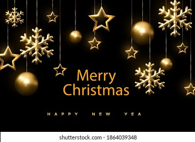 Christmas and new year 2021 with black background