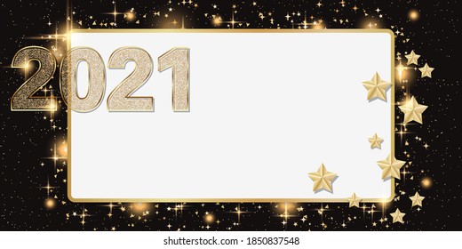 Navidad y Año Nuevo 2021 fondo vectorial con estrellas y efecto brillo
