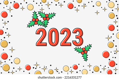 Christmas and New Year 2023 retro style vector illustration