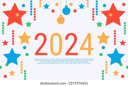 Christmas and New Year 2024 flat design style vector illustration