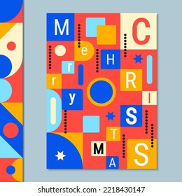 Christmas and New Year abstract geometric style vector flyer, banner, booklet, invitation card design template