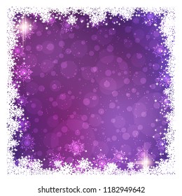 Christmas and New Year abstract vector background with stars, snowflakes and bokeh effect