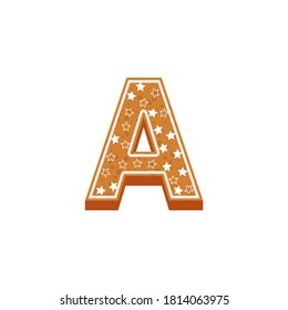 Christmas or New Year alphabet cookies set with glaze vector illustration. Isolated textured letters on white background.
