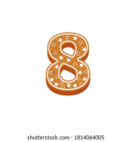 Christmas or New Year alphabet cookies set with glaze vector illustration. Isolated textured letters on white background.
