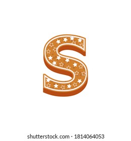 Christmas or New Year alphabet cookies set with glaze vector illustration. Isolated textured letters on white background.