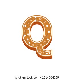 Christmas or New Year alphabet cookies set with glaze vector illustration. Isolated textured letters on white background.