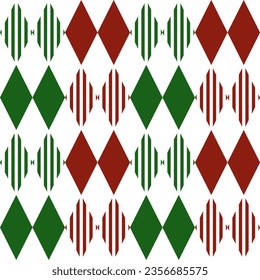 Christmas and new year Argyle plaid. Scottish pattern in white, red and green rhombuses. Seamless dagger pattern vector background green red pattern for plaid fabric decoration