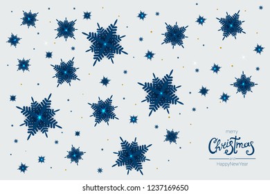 Christmas and new year background, 3D snowflakes vector