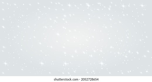 Christmas and New Year background. Abstract winter backdrop with snowflakes and stars. Holiday greeting card with copy space. Scatter falling round particles. Many cold flake.Stock vector illustration