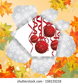 Christmas and New Year background after autumn. Vector illustration. EPS 10 with transparency.
