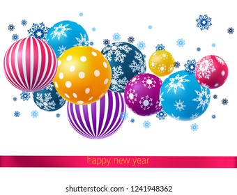 Christmas and new year background Christmas balls 3D vector isolated on white background