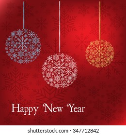 Christmas and New Year background, Christmas balls made from snowflakes, vector illustration