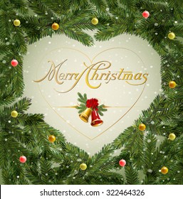Christmas And New Year Background With Bells. Holiday card. Vector illustration.