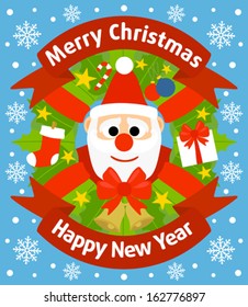 Christmas and New Year background card with Santa Claus