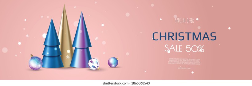 Christmas and New Year background. Conical Abstract Christmas Trees. Greeting card, banner, headers, website, poster