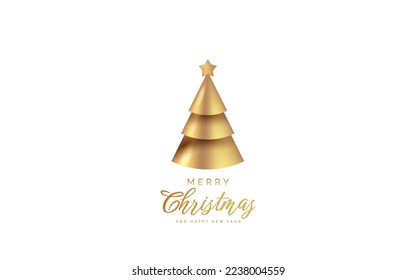 Christmas and New Year background. Conical Abstract Gold Christmas Tree,Christmas Greeting card, banner, poster