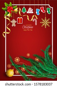Christmas and New Year background with copy space, Merry Xmas and Happy new year card.

