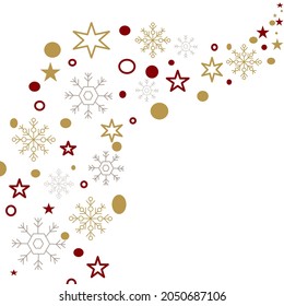Christmas or New Year background with element of snowflakes , stars and circle on the white background. 
