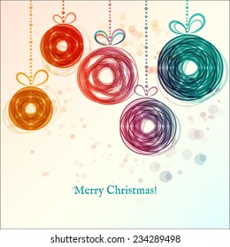 Christmas and New Year background with festive ornaments, vector illustration