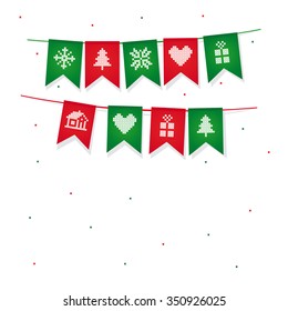 Christmas and New Year background. Festive flags. Vector.
