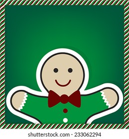Christmas and New Year background Gingerbread cookie. Blank Greeting card. Winter holiday background, vector