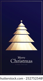 Christmas and New Year background with gold gradient Christmas tree shape, luxurious, creative, and elegant theme.