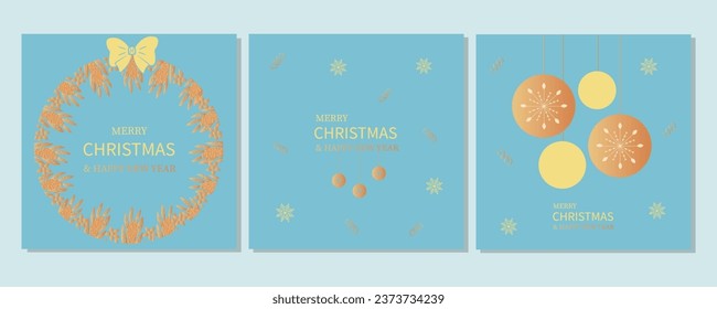 Christmas and New Year background. Greeting card, web banner. Realistic gift box, Christmas wreath, Christmas tree toy. Tinsel, falling decorative objects. Christmas xmas. Vector illustration, EPS 10