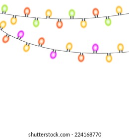 Christmas and New Year  Background with Luminous Garland Vector Illustration EPS10