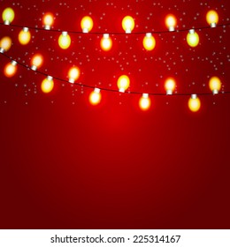 Christmas and New Year  Background with Luminous Garland Vector Illustration EPS10