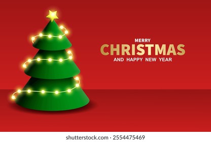 Christmas and New Year background. Lush Christmas pine fir tree.