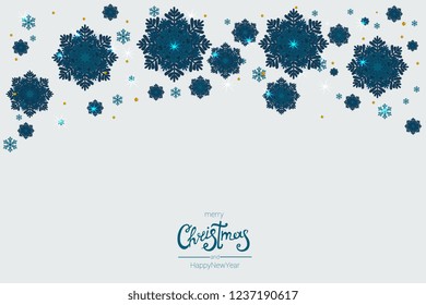 Christmas and new year background, paper cutting, 3D snowflakes vector