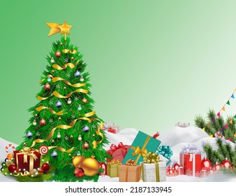 Weihnachten und Neujahrshintergrund PinienkKristallkugel auf buntem Hintergrund hellgrüner Jahreszeit Grußkartenbanner-Poster