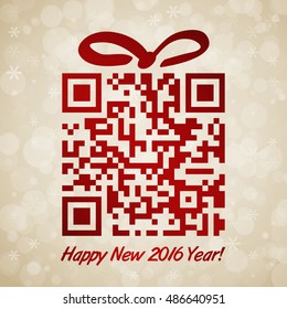 Christmas and New Year background with QR code