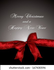 christmas and new year background with red ribbon 