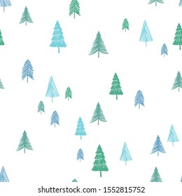 Christmas and New Year background. Seamless pattern of winter forest. 