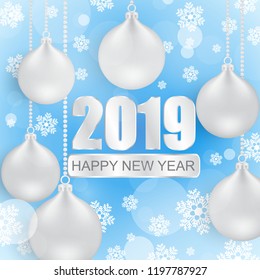 Christmas and New Year background with silver and blue ball