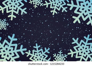 Christmas and new year  background with christmas snowflakes on dark background. Merry Christmas greeting card. Vector illustration
