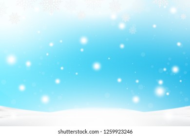 Christmas and New Year background with snowflakes and light effects on a blue background. Flat vector illustration EPS10.