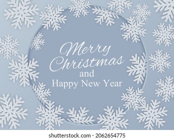 Christmas and New Year background with snowflakes. Vector illustration