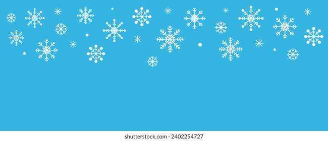 Christmas and New Year background with snowflakes in vector, flat style. Background with different snowflakes.