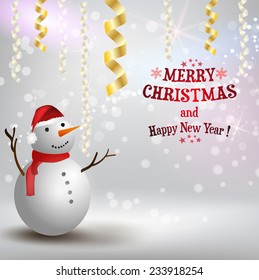 Christmas and New year background with snowman