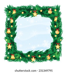 Christmas and New Year background with Christmas tree and Christmas decorations 