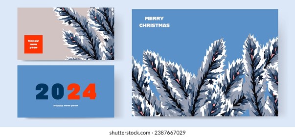 Christmas and New Year background with christmas tree branches.
