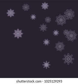 Christmas and New Year background vector with falling snowflakes. The effect of decorating snowflakes. Winter vacation. Well suited for a Christmas card, banner or poster. EPS 10