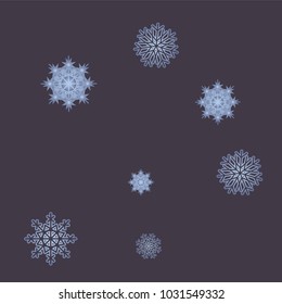 Christmas and New Year background vector with falling snowflakes. The effect of decorating snowflakes. Winter vacation. Well suited for a Christmas card, banner or poster. EPS 10