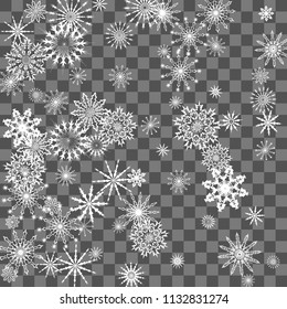 Christmas and New Year background vector with falling white snowflakes. Well suited for a Christmas card, banner or poster. EPS 10