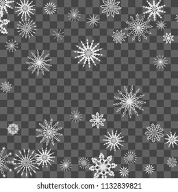 Christmas and New Year background vector with falling white snowflakes. Well suited for a Christmas card, banner or poster. EPS 10